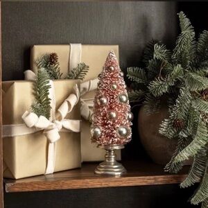 New Pink Bottlebrush Tree with Silver Base 10.5" from Ragon House